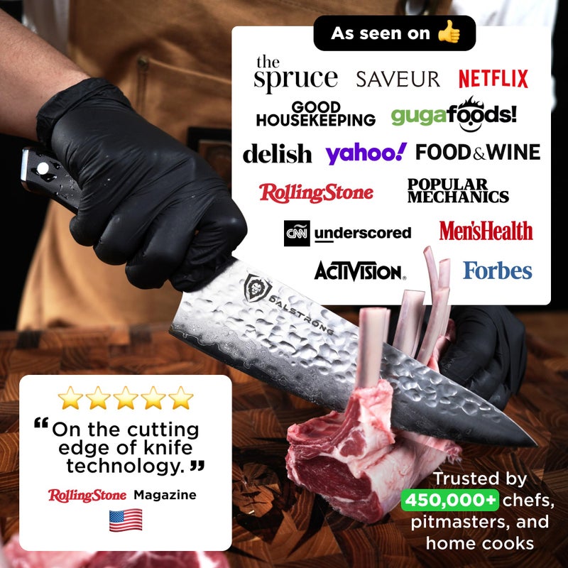 Dalstrong Professional Chef Knife - 8â€ Blade - Shogun Series ELITE - Damascus Chef Knife - Japanese AUS-10V Super Steel - G10 Black Handle - Razor Sharp - Chef Knife with Sheath - Image 2